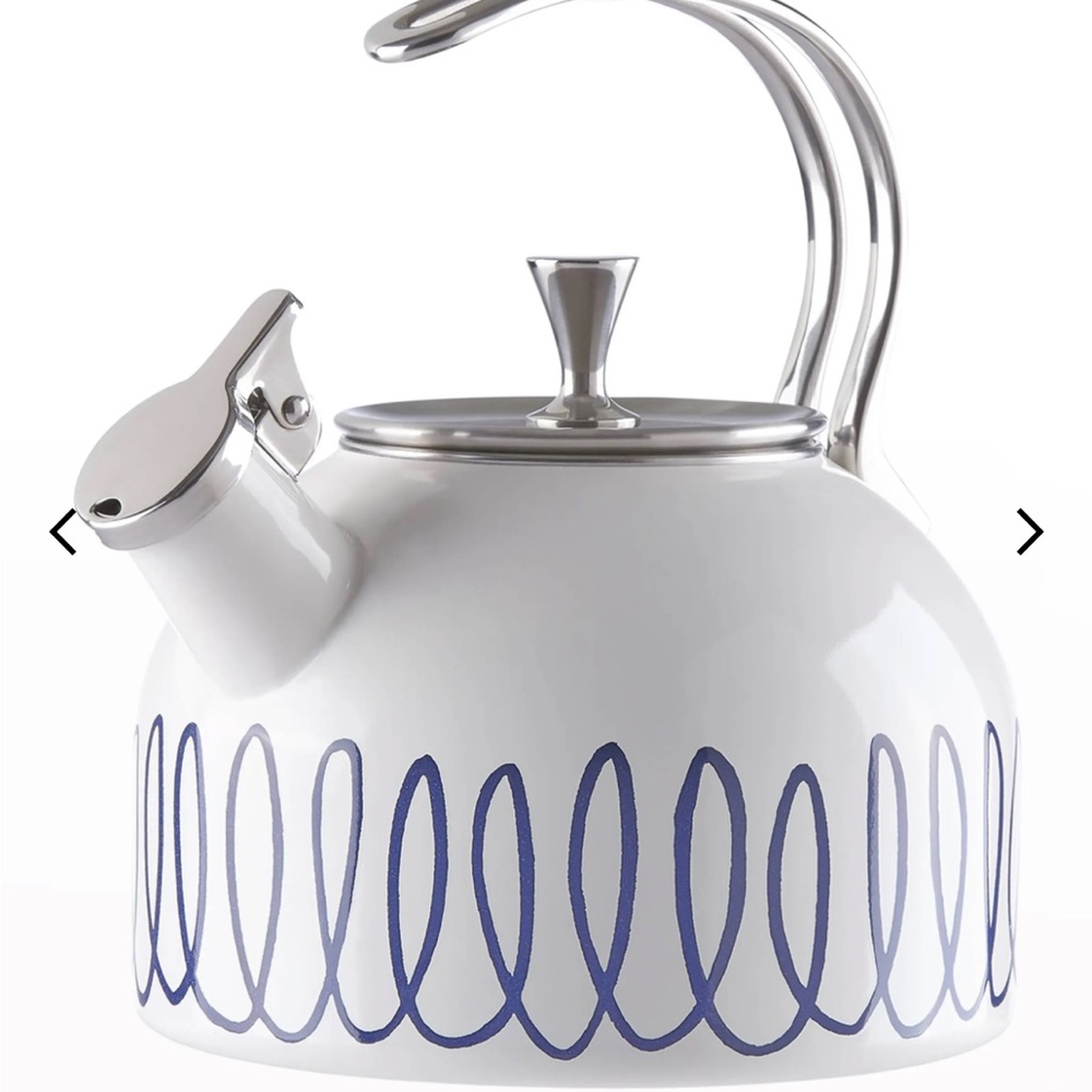Kate Spade whistle while you work enamel teakettle in charlotte blue